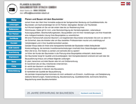 Ansicht der Webseite alt