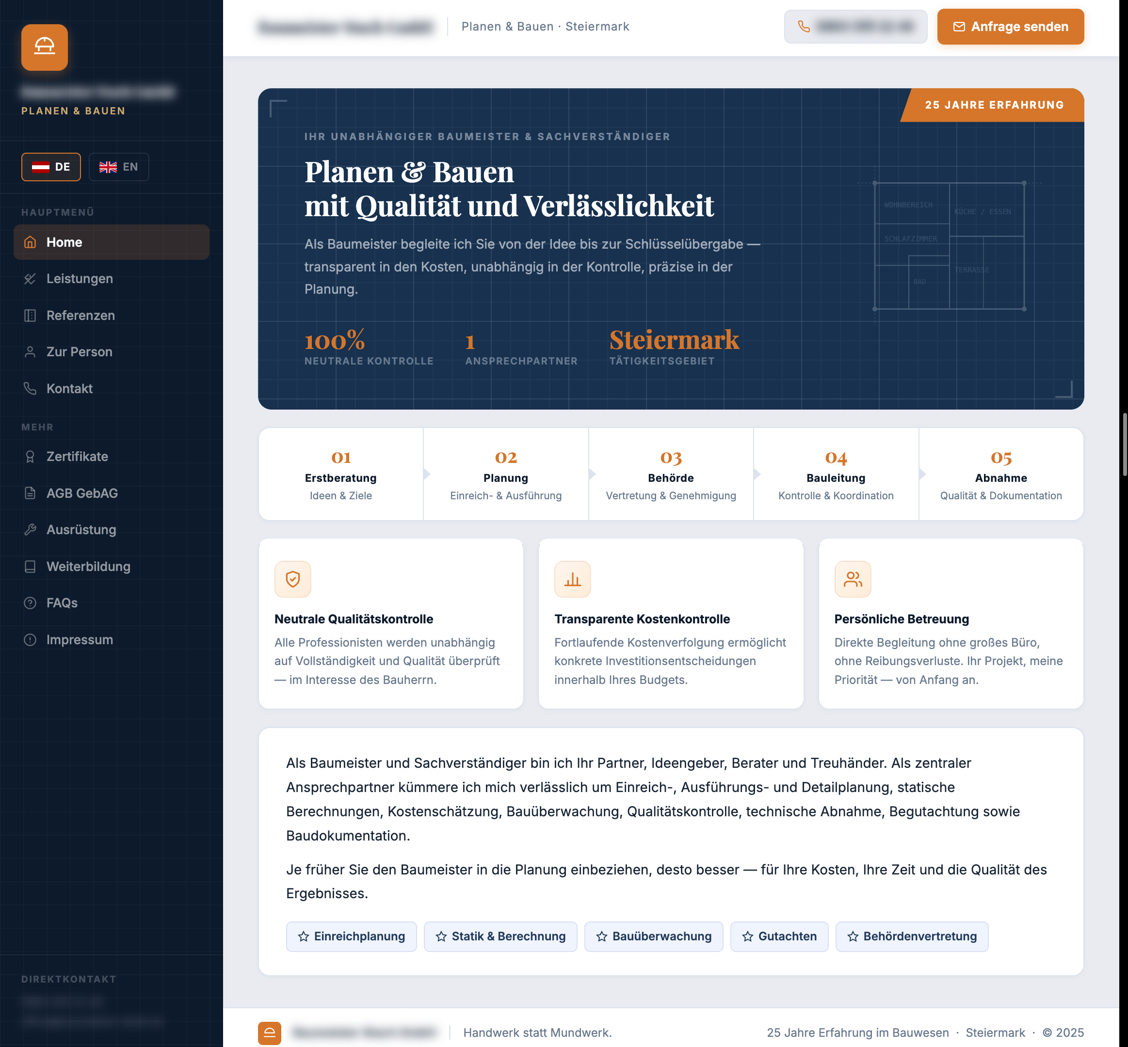 Ansicht der Webseite neu