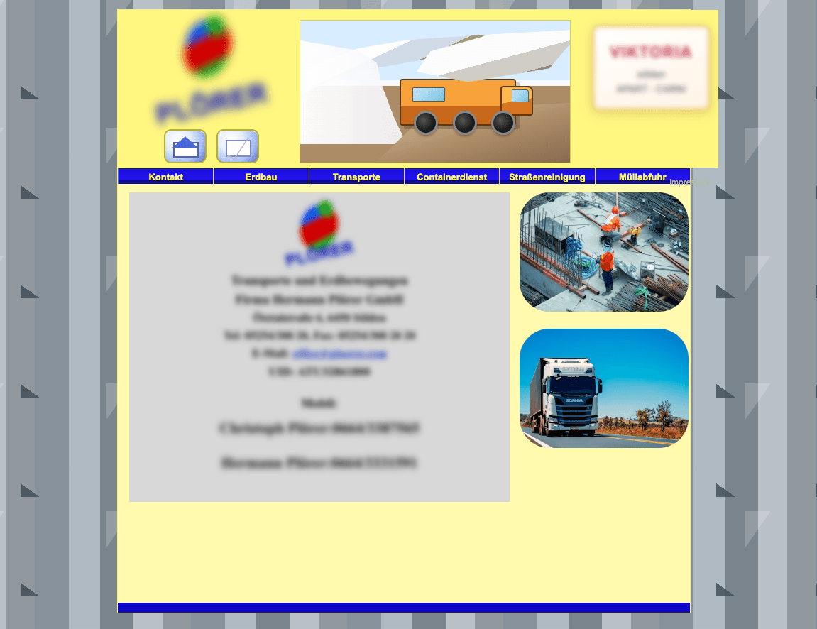 Ansicht der Webseite vorher